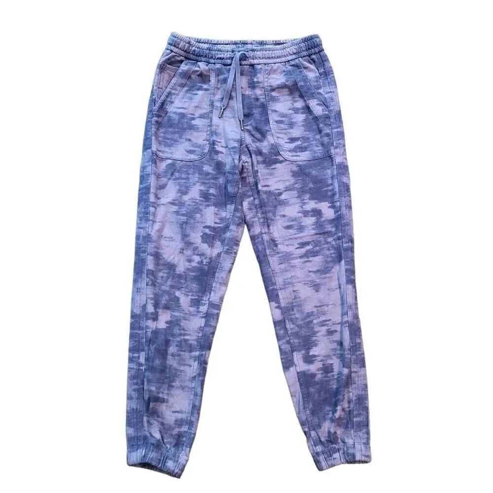 Athleta Farallon Printed Jogger Pants Cotton Inversion Medieval Violet Women's 4